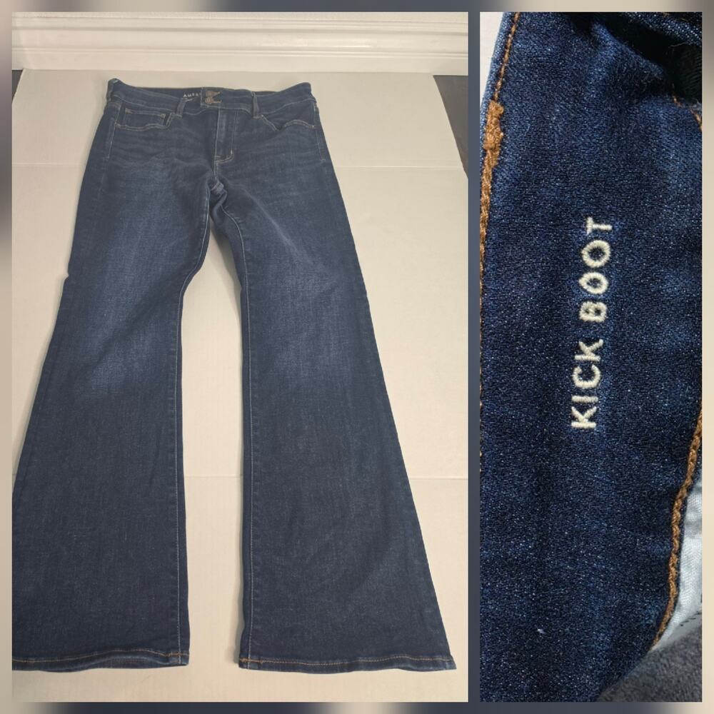 AMERICAN EAGLE Jeans Womens SZ 14 Kick Boot High Rise Stretch Dark Wash Y2K 90s